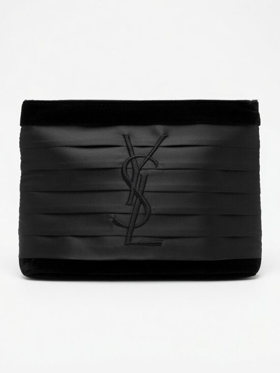 Yves Saint Laurent Accessories - Yves Saint Laurent YSL Parfums Black Velvet Satin Ribbon Makeup Bag GWP Cosmetic